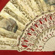 Bone fan and gilt-paper country, 19th century