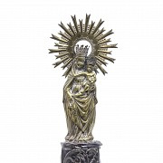 Virgin of the metal pillar on marble base, 19th century