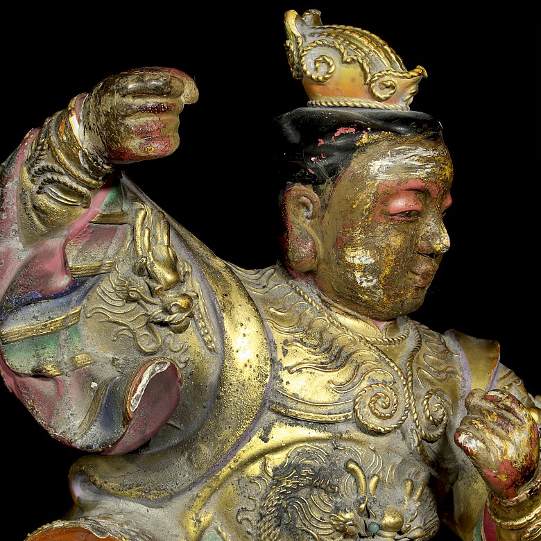 Protective deity in lacquered wood, Qing dynasty, 19th century