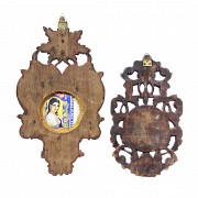 Pareja de espejos de madera tallada, Peranakan, pps.s.XX