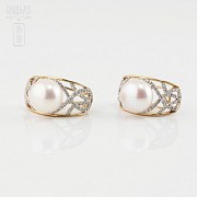 Precious pearl and diamond earrings - 1