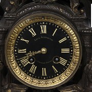 Table clock with bronze trimmings, 20th century