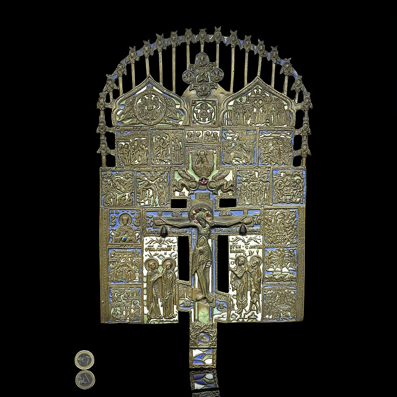 Crucifico procesional bizantino, Rusia, S.XIX - 9