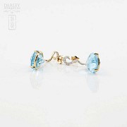 Preciosos pendientes topacio azul y diamantes - 2