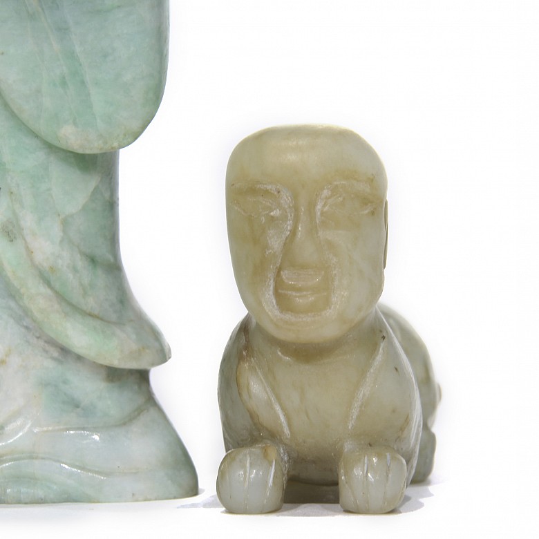 Lot of two jade figurines, 20th century - 4