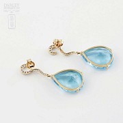 Beautiful blue topaz and diamond earrings - 3