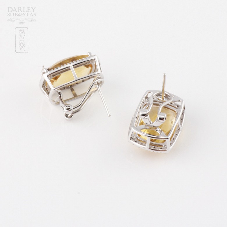 earrings with 12.16cts  citrine and diamonds in 18k white gold - 1