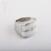 Rhodium silver ring with porcelain - 3
