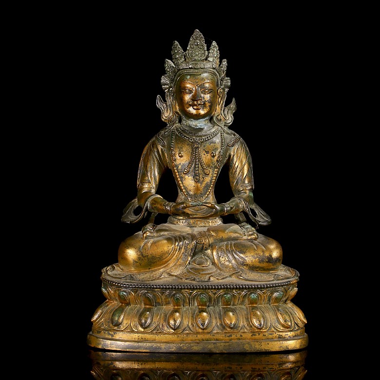 Buda Amitayus de bronce, Tíbet, dinastía Qing, siglo XIX