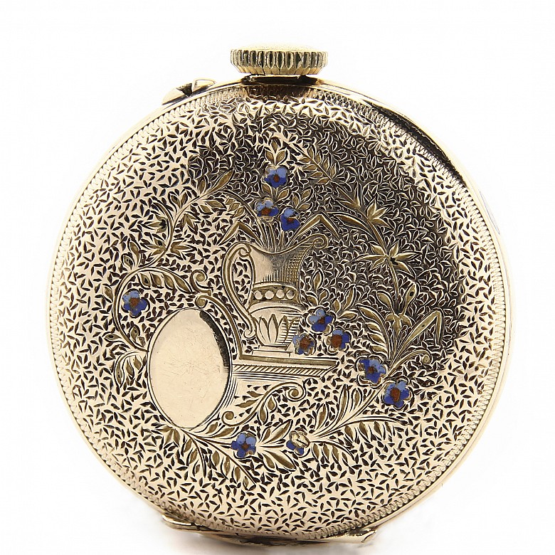 Reloj de bolsillo de mujer suizo en oro amarillo de 14k, s.XIX - 2