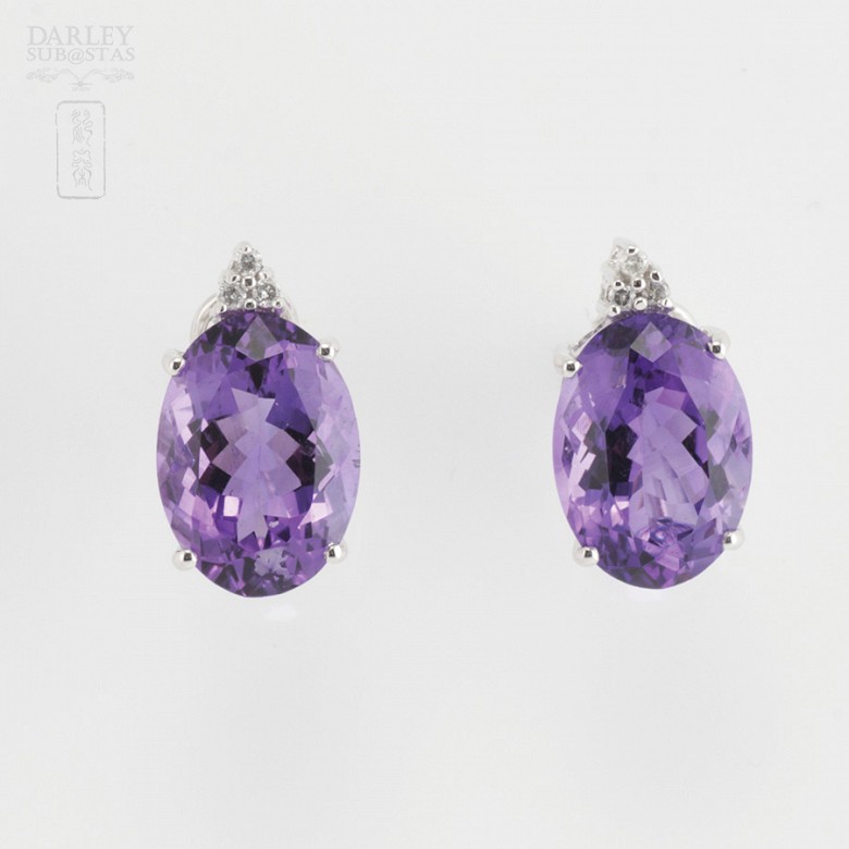 Beautiful amethyst and diamond earrings - 4