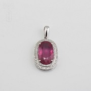 Pendant with ruby6.32cts and diamonds 0.31cts in  White Gold - 5