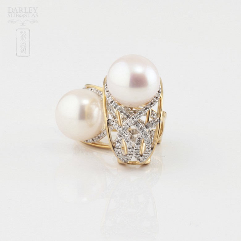 Preciosos pendientes perla y diamantes