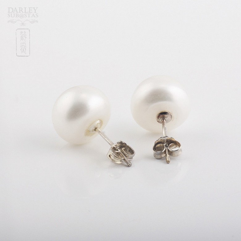 Pendientes de perla en plata de ley, 925m/m - 2