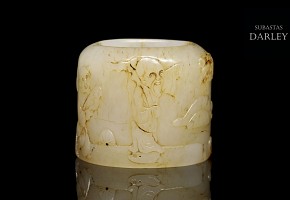 Anillo de arquero en jade blanco, dinastía Ming