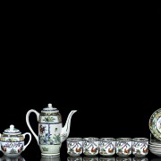 Tea set, enamelled porcelain, 20th century