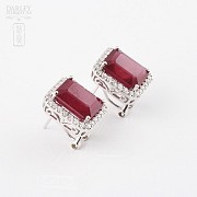 earrings with ruby 14.13cts and diamond 18k - 2
