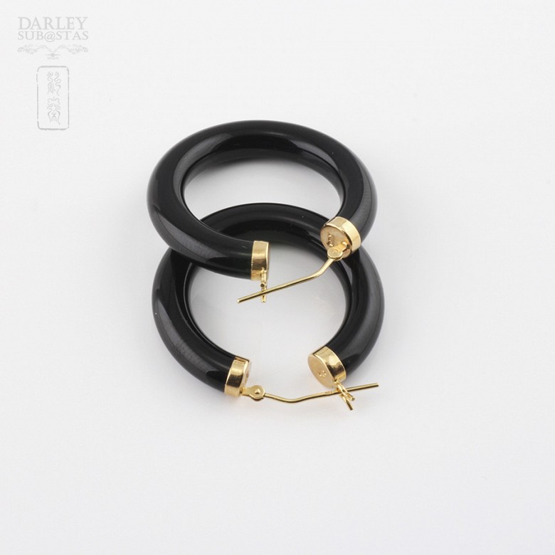 earrings natural onyx  in 18k yellow gold