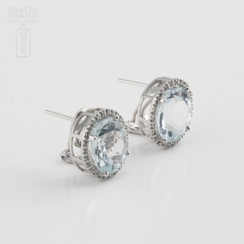 Earrings with Aquamarine 8.44cts and diamond White Gold - 2