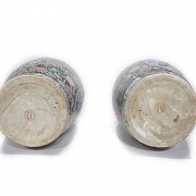 Pareja de jarrones de porcelana cantonesa, s.XX - 6
