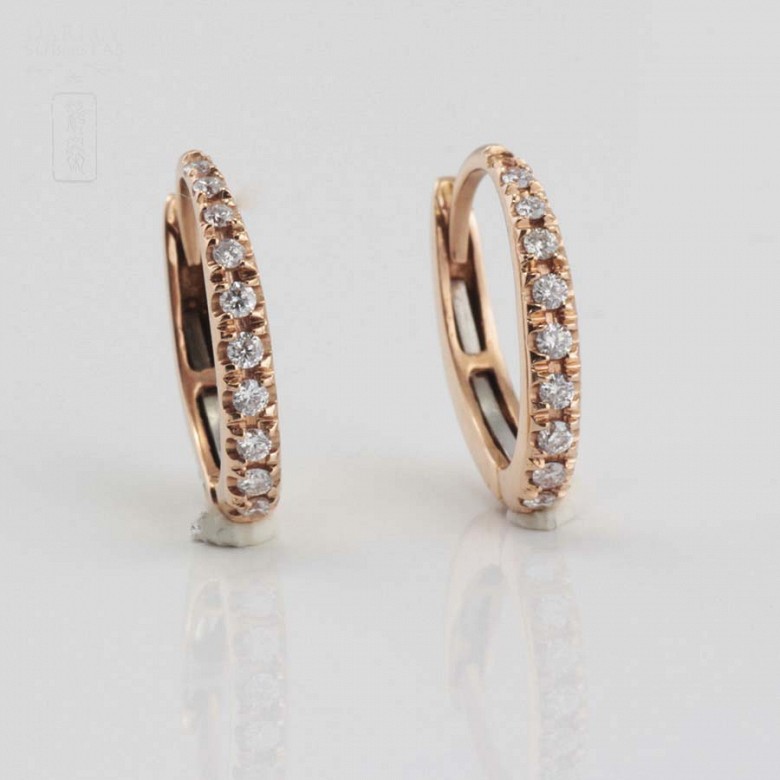 Earrings in 18k rose gold and diamonds - 1