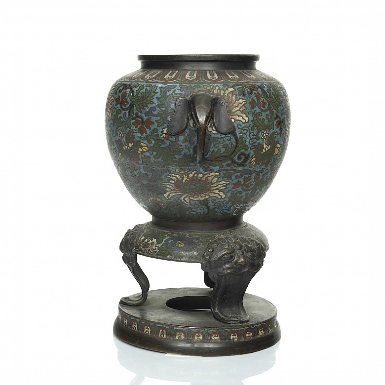 Enamelled bronze cloisonné vase, 20th century - 3