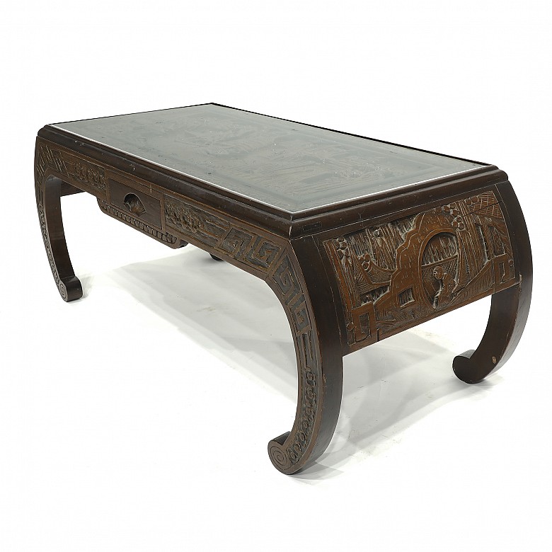 Low carved wood table, China, 20th century - 2