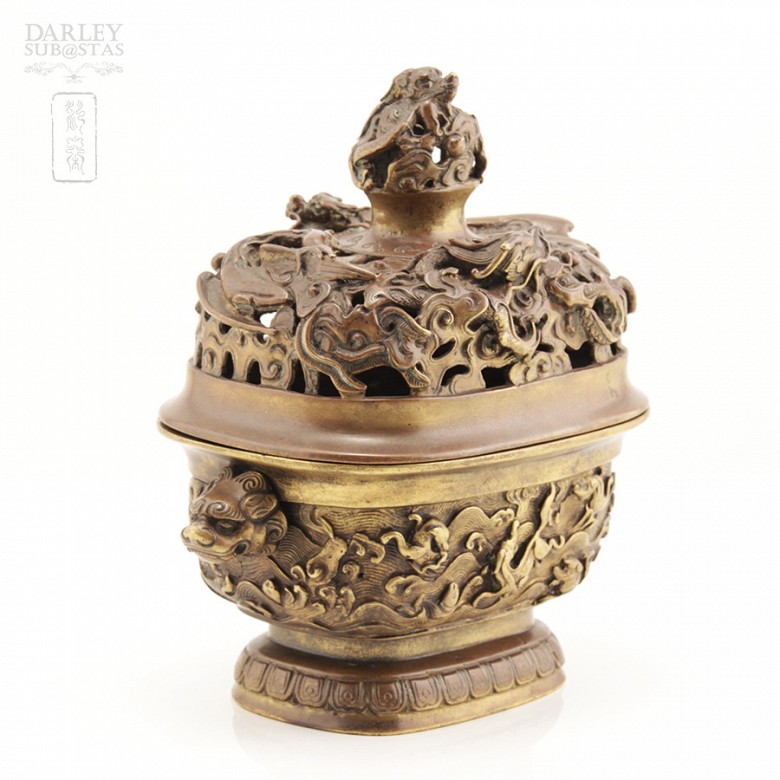 Incensario Chino de bronce siglo XVII - 1