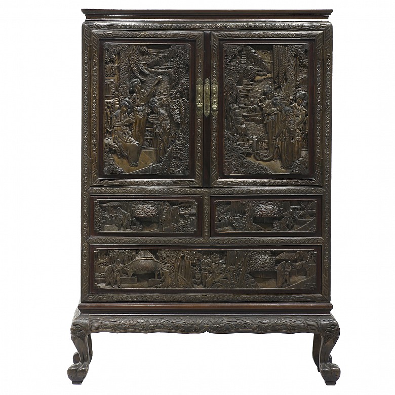 Low carved wooden cupboard, China, 19th century - 6