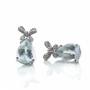 Earrings in 18k white gold with aquamarines - 2