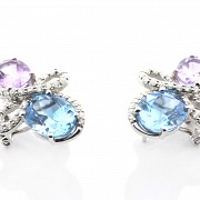 18k white gold with gems and diamonds earrings - 1