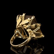 Ring in 14 k yellow gold with smoky topaz - 3