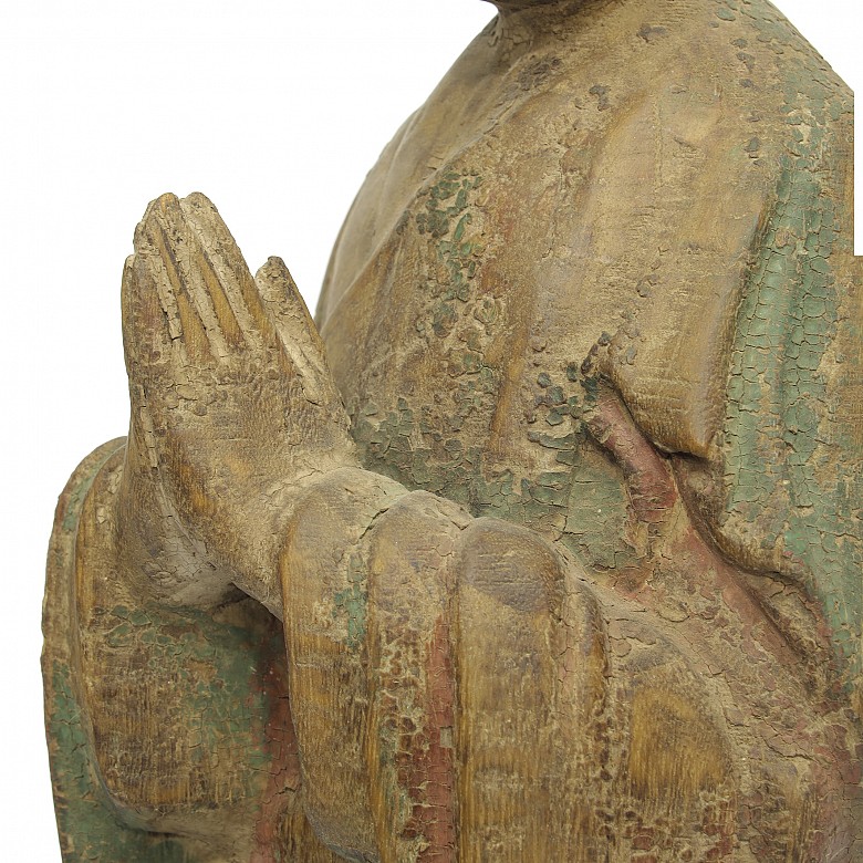 Carved wooden Buddha, 20th century - 7