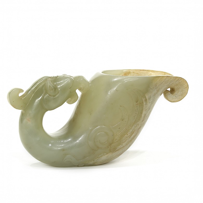 Carved jade cup, Qing dynasty. - 3