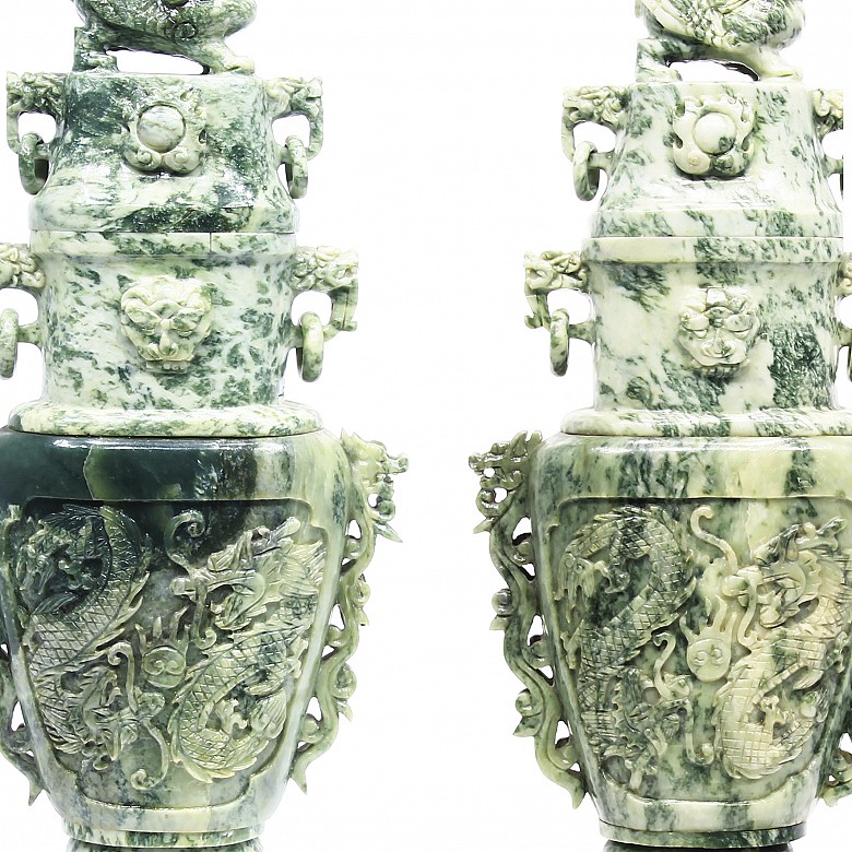 Pair of large jade vases, 20th century