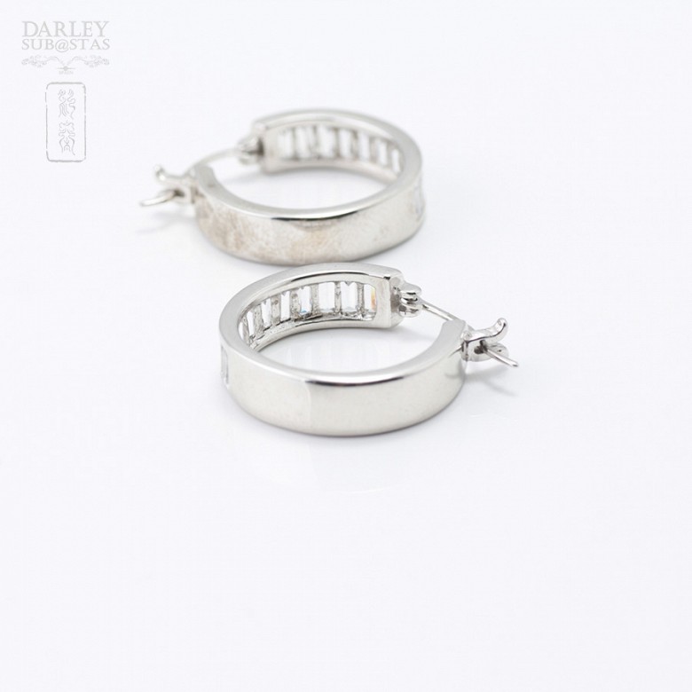 Pair of earrings in silver and rhodium with zirconia - 1