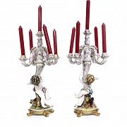 Pair of German porcelain candlesticks, 20th century - 3