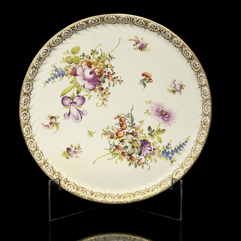 Porcelain enamelled tray, Dresden, 20th century