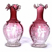 Pair of Mary Gregory glass vases, late 19th century