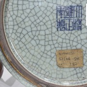 Cuenco de porcelana china celadón, dinastía Qing.
