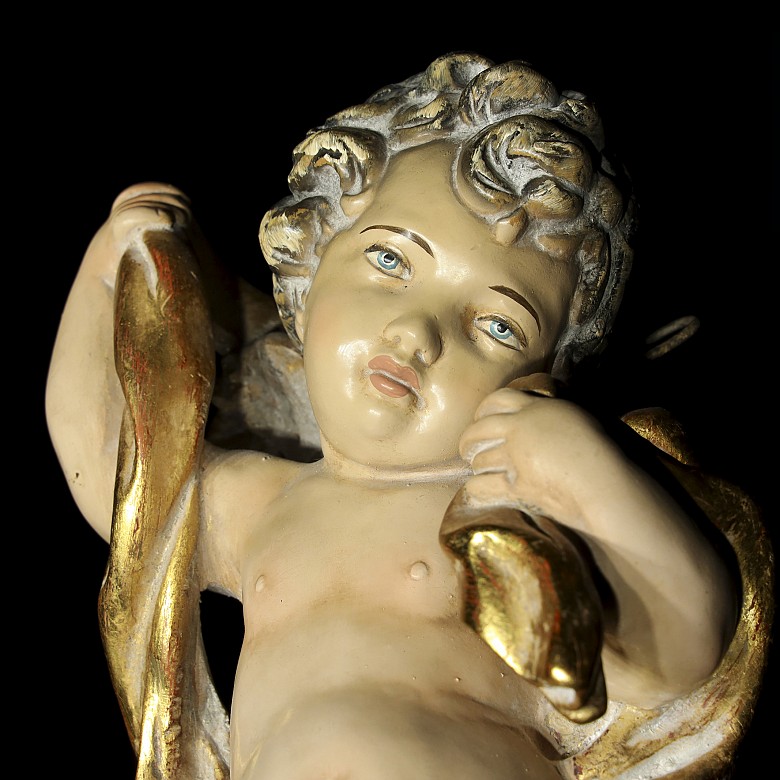 Painted cherub sculpture, 20th century - 4