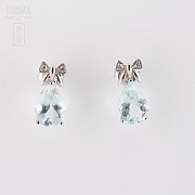 earrings with 3.00cts Aquamarine and diamond in 18k