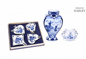 Delft porcelain, white and blue, 20th century