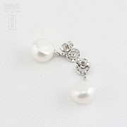 Bonitos pendientes perla y diamantes - 3
