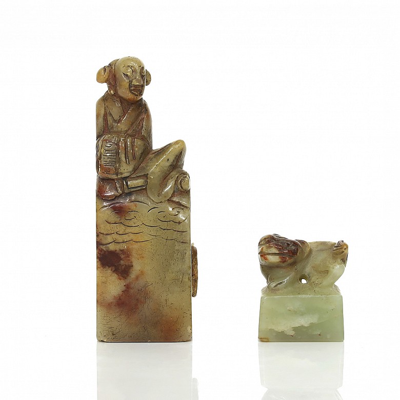 Two carved stone seals, 20th century