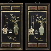 Pareja de paneles con incrustaciones de jade, dinastía Qing