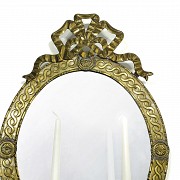 Pair of oval mirrors with bronze frame, 20th century - 1