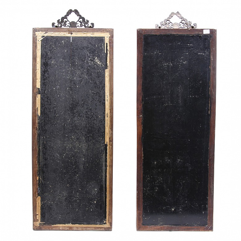 Par de paneles adornados con madera tallada y hueso, China, s.XIX