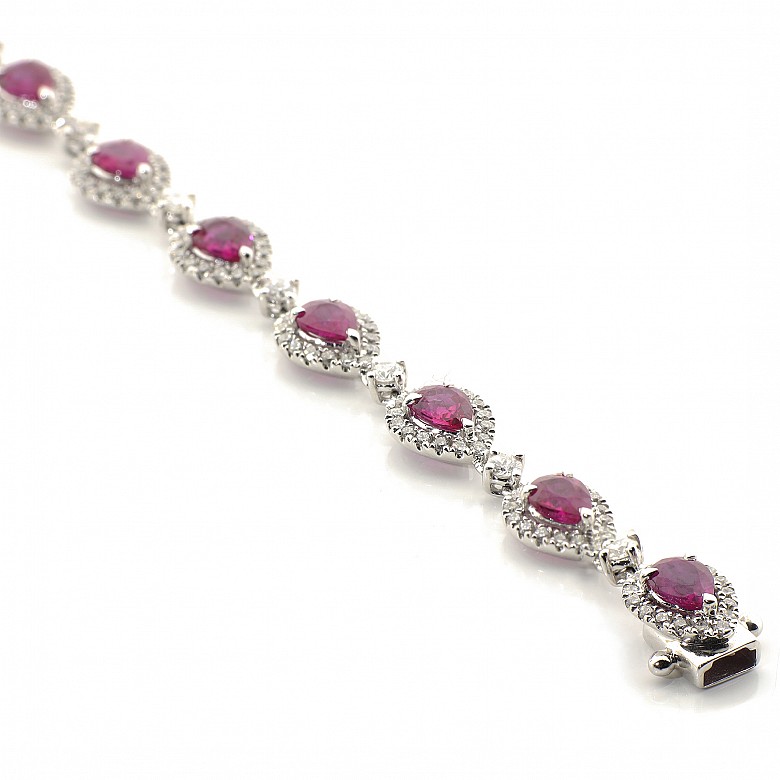 18k white gold bracelet with rubies and diamonds - 2
