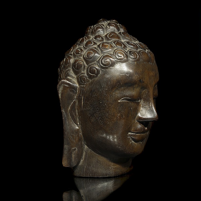 Wooden Buddha head, Asia, 20th century - 1